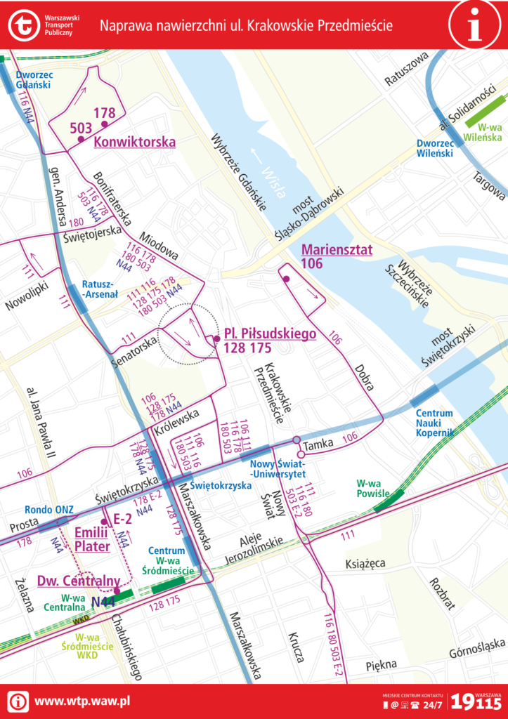 mapka -zmiany na Krakowskim Przedmieściu