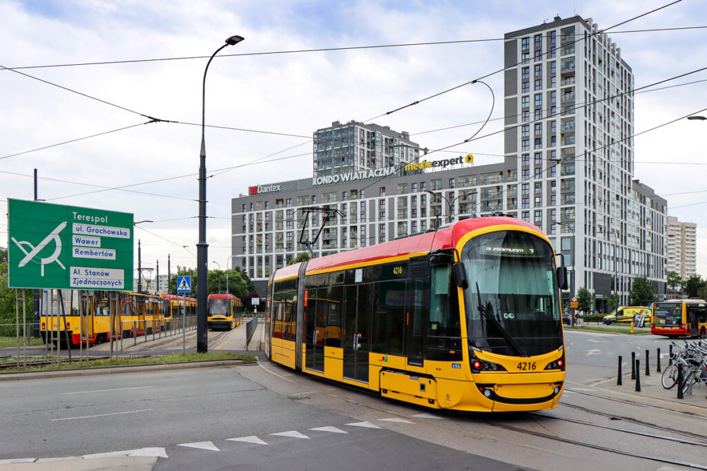 tramwaje na rondzie Wiatraczna