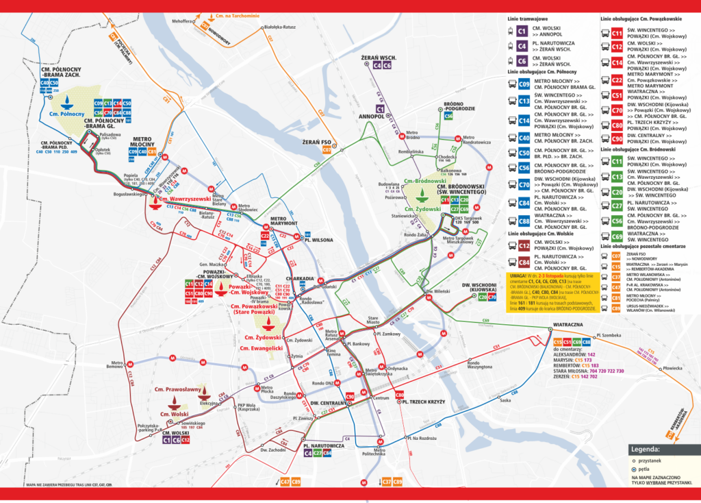 Ulotka cmentarna mapa połączeń