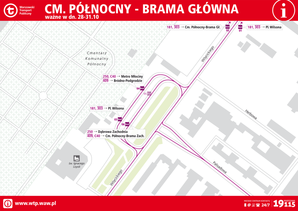 Schemat rozmieszczenia przystanków - Cm. Północny Brama Główna