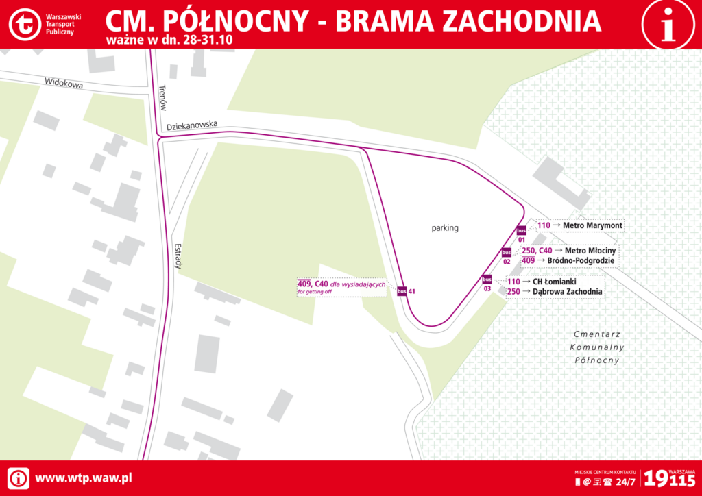 Schemat rozmieszczenia przystanków - Cm. Północny Brama Zachodnia