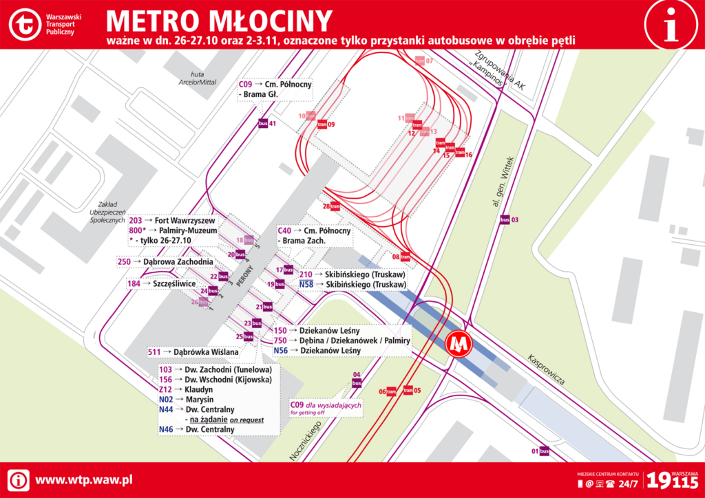 metro Młociny - przystanki 26-27.10