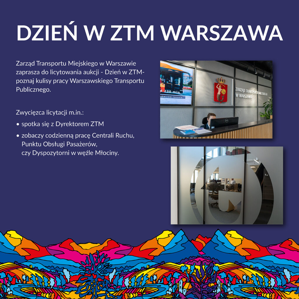 Plakat aukcji WOŚP Dzień w ZTM Warszawa