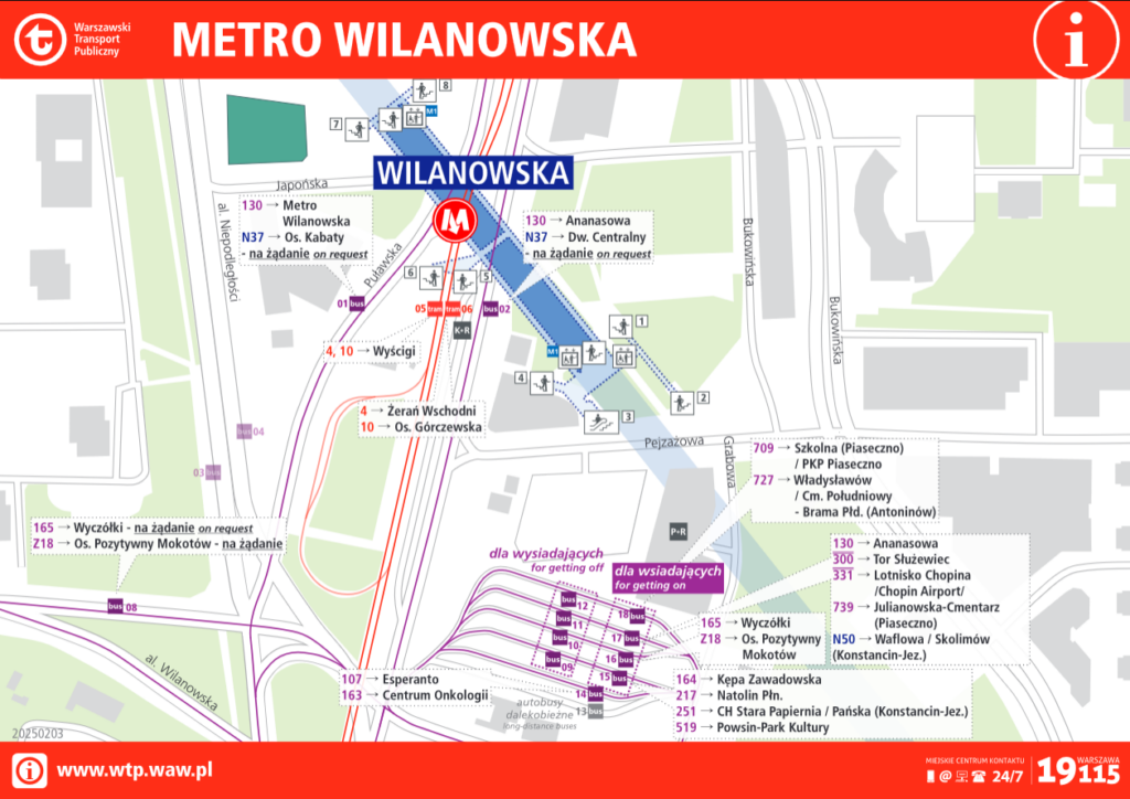 schemat węzła komunikacyjnego Metro Wilanowska